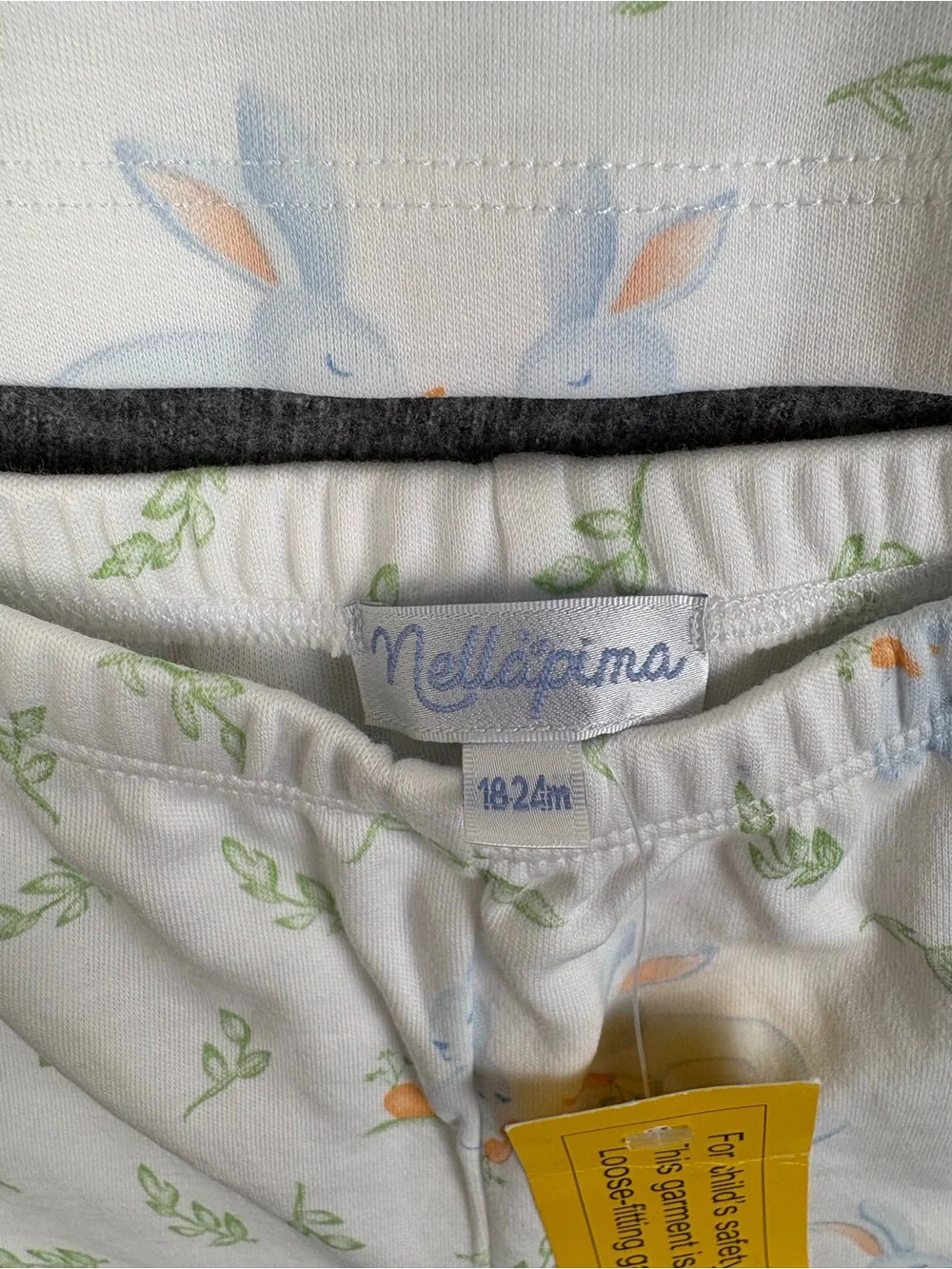 NWT Nellapima 100% Peruvian Pima Cotton 18-24 White Bunny Rabbit PJ Set